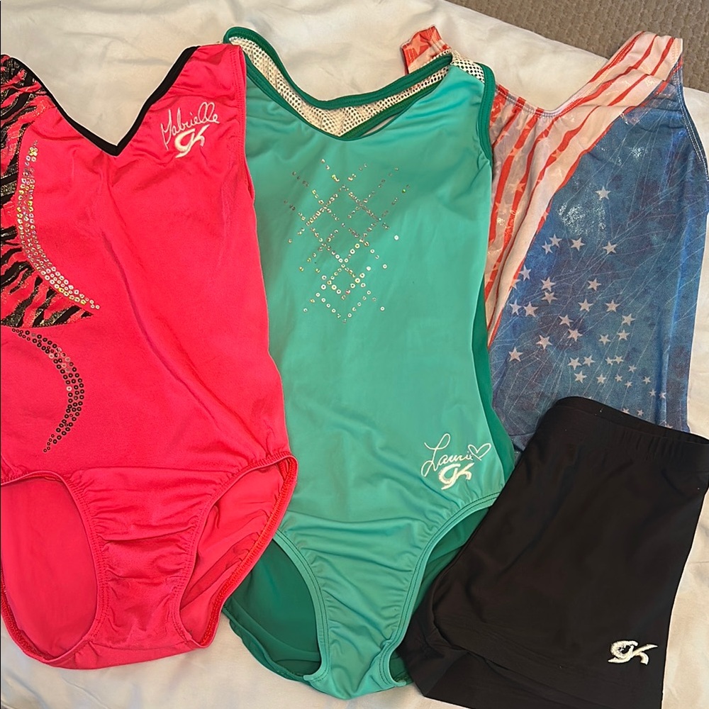 GK Elite Leotard and Shorts Collection - Pink, Green, Multicolor